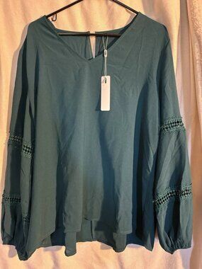 StyleWorld Green polyester blouse for women XXL NWT